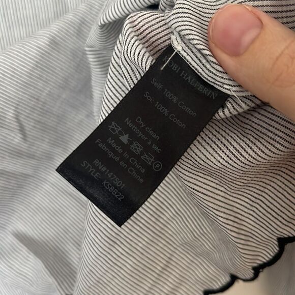 KOBI HALPERIN Tricia Woman’s Pinstripe Ruffle Sleeves Blouse Size Small - Picture 5 of 7